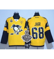 Penguins #68 Jaromir Jagr Gold 2017 Stadium Series Stanley Cup Final Patch Stitched NHL Jersey