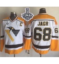 Penguins #68 Jaromir Jagr White Yellow CCM Throwback 2017 Stanley Cup Final Patch Stitched NHL Jersey Penguins #68 Jaromir Jagr White Yellow CCM Throwback 2017 Stanley Cup Final Patch Stitched NHL Jersey