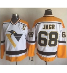 Penguins #68 Jaromir Jagr WhiteYellow CCM Throwback Stitched NHL Jersey Penguins #68 Jaromir Jagr WhiteYellow CCM Throwback Stitched NHL Jersey