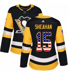 Womens Adidas Pittsburgh Penguins 15 Riley Sheahan Authentic Black USA Flag Fashion NHL Jersey Womens Adidas Pittsburgh Penguins 15 Riley Sheahan Authentic Black USA Flag Fashion NHL Jersey