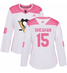 Womens Adidas Pittsburgh Penguins 15 Riley Sheahan Authentic WhitePink Fashion NHL Jersey Womens Adidas Pittsburgh Penguins 15 Riley Sheahan Authentic WhitePink Fashion NHL Jersey