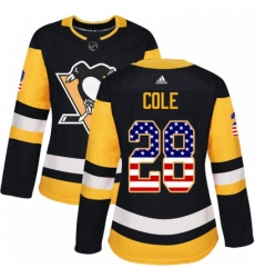 Womens Adidas Pittsburgh Penguins 28 Ian Cole Authentic Black USA Flag Fashion NHL Jersey Womens Adidas Pittsburgh Penguins 28 Ian Cole Authentic Black USA Flag Fashion NHL Jersey