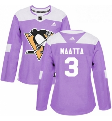 Womens Adidas Pittsburgh Penguins 3 Olli Maatta Authentic Purple Fights Cancer Practice NHL Jersey Womens Adidas Pittsburgh Penguins 3 Olli Maatta Authentic Purple Fights Cancer Practice NHL Jersey