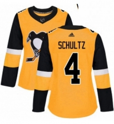 Womens Adidas Pittsburgh Penguins 4 Justin Schultz Authentic Gold Alternate NHL Jersey Womens Adidas Pittsburgh Penguins 4 Justin Schultz Authentic Gold Alternate NHL Jersey