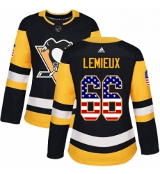Womens Adidas Pittsburgh Penguins 66 Mario Lemieux Authentic Black USA Flag Fashion NHL Jersey Womens Adidas Pittsburgh Penguins 66 Mario Lemieux Authentic Black USA Flag Fashion NHL Jersey