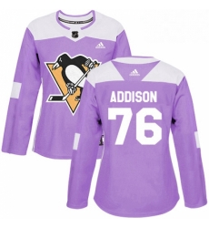 Womens Adidas Pittsburgh Penguins 76 Calen Addison Authentic Purple Fights Cancer Practice NHL Jersey Womens Adidas Pittsburgh Penguins 76 Calen Addison Authentic Purple Fights Cancer Practice NHL Jersey
