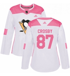 Womens Adidas Pittsburgh Penguins 87 Sidney Crosby Authentic WhitePink Fashion NHL Jersey Womens Adidas Pittsburgh Penguins 87 Sidney Crosby Authentic WhitePink Fashion NHL Jersey