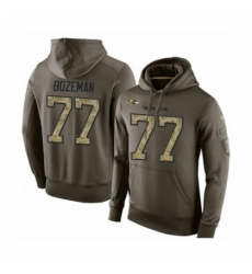 Football Mens Baltimore Ravens 77 Bradley Bozeman Green Salute To Service Pullover Hoodie