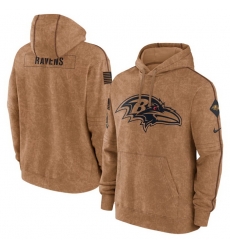 Men Baltimore Ravens 2023 Brown Salute To Service Pullover Hoodie Men Baltimore Ravens 2023 Brown Salute To Service Pullover Hoodie