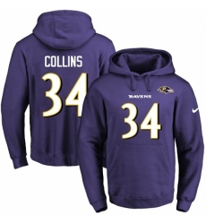NFL Mens Nike Baltimore Ravens 34 Alex Collins Purple Name Number Pullover Hoodie NFL Mens Nike Baltimore Ravens 34 Alex Collins Purple Name Number Pullover Hoodie