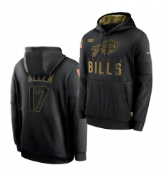 Men Buffalo Bills 17 Josh Allen 2020 Salute To Service Black Sideline Performance Pullover Hoodie Men Buffalo Bills 17 Josh Allen 2020 Salute To Service Black Sideline Performance Pullover Hoodie