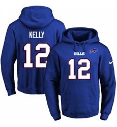 NFL Mens Nike Buffalo Bills 12 Jim Kelly Royal Blue Name Number Pullover Hoodie NFL Mens Nike Buffalo Bills 12 Jim Kelly Royal Blue Name Number Pullover Hoodie