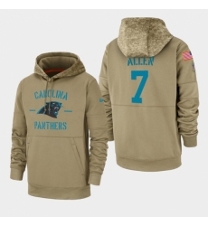 Mens Carolina Panthers 7 Kyle Allen 2019 Salute to Service Sideline Therma Pullover Hoodie Tan Mens Carolina Panthers 7 Kyle Allen 2019 Salute to Service Sideline Therma Pullover Hoodie Tan