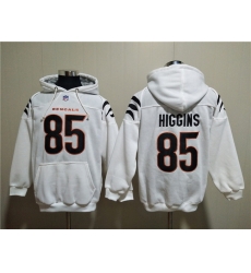 Men Cincinnati Bengals 85 Tee Higgins White Pullover Hoodie Men Cincinnati Bengals 85 Tee Higgins White Pullover Hoodie