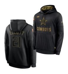 Men Dallas Cowboys 21 Ezekiel Elliott 2020 Salute To Service Black Sideline Performance Pullover Hoodie Men Dallas Cowboys 21 Ezekiel Elliott 2020 Salute To Service Black Sideline Performance Pullover Hoodie