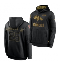 Men Denver Broncos 25 Melvin Gordon III 2020 Salute To Service Black Sideline Performance Pullover Hoodie Men Denver Broncos 25 Melvin Gordon III 2020 Salute To Service Black Sideline Performance Pullover Hoodie