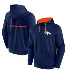 Men Denver Broncos Navy Defender Evo Full Zip Hoodie Men Denver Broncos Navy Defender Evo Full Zip Hoodie
