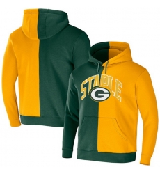 Men Green Bay Packers Green Gold Split Logo Pullover Hoodie Men Green Bay Packers Green Gold Split Logo Pullover Hoodie