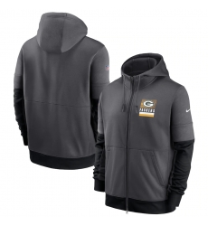 Men Green Bay Packers New 2020 Nike Gray Black Fan Gear Mascot Performance Full Zip Hoodie Men Green Bay Packers New 2020 Nike Gray Black Fan Gear Mascot Performance Full Zip Hoodie