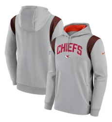 Men Kansas City Chiefs Grey Sideline Stack Performance Pullover Hoodie 002 Men Kansas City Chiefs Grey Sideline Stack Performance Pullover Hoodie 002