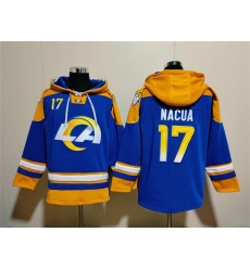 Men Los Angeles Rams 17 Puka Nacua Blue Ageless Must Have Lace Up Pullover Hoodie Men Los Angeles Rams 17 Puka Nacua Blue Ageless Must Have Lace Up Pullover Hoodie