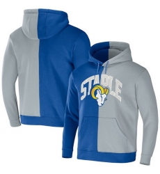 Men Los Angeles Rams Royal Grey Split Logo Pullover Hoodie Men Los Angeles Rams Royal Grey Split Logo Pullover Hoodie