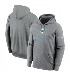 Men Nike Heather Gray Miami Dolphins Performance Pullover Hoodie