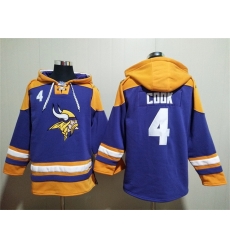 Men Minnesota Vikings 4 Dalvin Cook Purple Yellow Ageless Must Have Lace Up Pullover Hoodie Men Minnesota Vikings 4 Dalvin Cook Purple Yellow Ageless Must Have Lace Up Pullover Hoodie