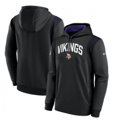 Men Minnesota Vikings Black Sideline Stack Performance Pullover Hoodie 002 Men Minnesota Vikings Black Sideline Stack Performance Pullover Hoodie 002