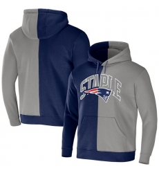 Men New England Patriots Navy Grey Split Logo Pullover Hoodie Men New England Patriots Navy Grey Split Logo Pullover Hoodie