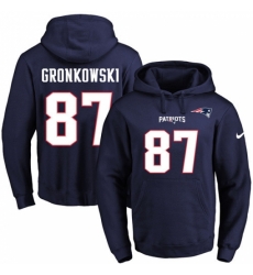 NFL Mens Nike New England Patriots 87 Rob Gronkowski Navy Blue Name Number Pullover Hoodie NFL Mens Nike New England Patriots 87 Rob Gronkowski Navy Blue Name Number Pullover Hoodie