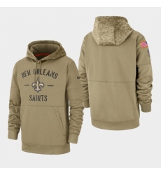Mens New Orleans Saints Tan 2019 Salute to Service Sideline Therma Pullover Hoodie Mens New Orleans Saints Tan 2019 Salute to Service Sideline Therma Pullover Hoodie