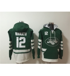 Men New York Jets 12 Joe Namath Green Ageless Must Have Lace Up Pullover Hoodie Men New York Jets 12 Joe Namath Green Ageless Must Have Lace Up Pullover Hoodie