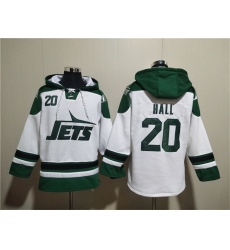 Men New York Jets 20 Breece Hall White Ageless Must Have Lace Up Pullover Hoodie Men New York Jets 20 Breece Hall White Ageless Must Have Lace Up Pullover Hoodie