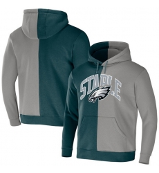 Men Philadelphia Eagles Green Grey Split Logo Pullover Hoodie Men Philadelphia Eagles Green Grey Split Logo Pullover Hoodie