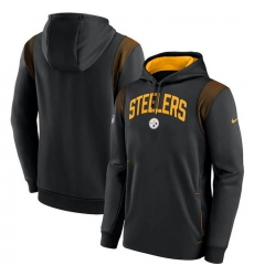Men Pittsburgh Steelers Black Sideline Stack Performance Pullover Hoodie 002 Men Pittsburgh Steelers Black Sideline Stack Performance Pullover Hoodie 002