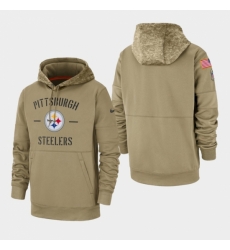 Mens Pittsburgh Steelers Tan 2019 Salute to Service Sideline Therma Pullover Hoodie Mens Pittsburgh Steelers Tan 2019 Salute to Service Sideline Therma Pullover Hoodie
