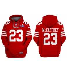 Men San Francisco 49ers 23 Christian McCaffrey Red Super Bowl LVIII Alternate Pullover Hoodie Men San Francisco 49ers 23 Christian McCaffrey Red Super Bowl LVIII Alternate Pullover Hoodie