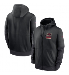 Men San Francisco 49ers Nike Sideline Impact Lockup Performance Full Zip Hoodie Black Men San Francisco 49ers Nike Sideline Impact Lockup Performance Full Zip Hoodie Black