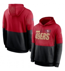 Men San Francisco 49ers Nike Sideline Impact Lockup Performance Pullover Hoodie Scarlet Black Men San Francisco 49ers Nike Sideline Impact Lockup Performance Pullover Hoodie Scarlet Black