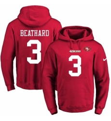 NFL Mens Nike San Francisco 49ers 3 C J Beathard Red Name Number Pullover Hoodie NFL Mens Nike San Francisco 49ers 3 C J Beathard Red Name Number Pullover Hoodie