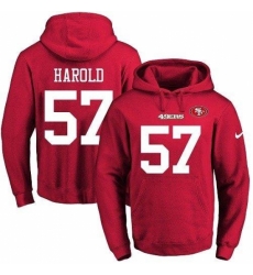 NFL Mens Nike San Francisco 49ers 57 Eli Harold Red Name Number Pullover Hoodie NFL Mens Nike San Francisco 49ers 57 Eli Harold Red Name Number Pullover Hoodie
