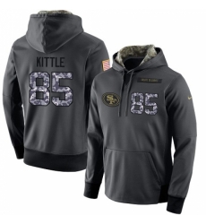 NFL Mens Nike San Francisco 49ers 85 George Kittle Stitched Black Anthracite Salute to Service Player Performance Hoodie NFL Mens Nike San Francisco 49ers 85 George Kittle Stitched Black Anthracite Salute to Service Player Performance Hoodie