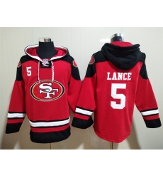 San Francisco 49ers Red Sitched Pullover Hoodie #5 Trey Lance San Francisco 49ers Red Sitched Pullover Hoodie #5 Trey Lance