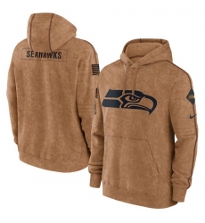Men Seattle Seahawks 2023 Brown Salute To Service Pullover Hoodie Men Seattle Seahawks 2023 Brown Salute To Service Pullover Hoodie