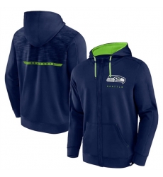 Men Seattle Seahawks Navy Defender Evo Full Zip Hoodie Men Seattle Seahawks Navy Defender Evo Full Zip Hoodie
