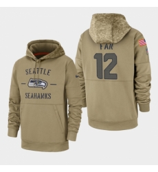 Mens Seattle Seahawks 12th Fan 2019 Salute to Service Sideline Therma Pullover Hoodie Tan Mens Seattle Seahawks 12th Fan 2019 Salute to Service Sideline Therma Pullover Hoodie Tan