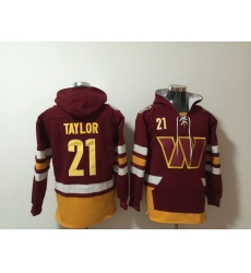 Men Washington Commanders 21 Sean Taylor Red Stitched Hoody Men Washington Commanders 21 Sean Taylor Red Stitched Hoody