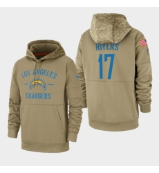 Mens Los Angeles Chargers 17 Philip Rivers 2019 Salute to Service Sideline Therma Pullover Hoodie Tan Mens Los Angeles Chargers 17 Philip Rivers 2019 Salute to Service Sideline Therma Pullover Hoodie Tan