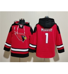 Men Arizona Cardinals 1 Kyler Murray Red Ageless Must Have Lace Up Pullover Hoodie